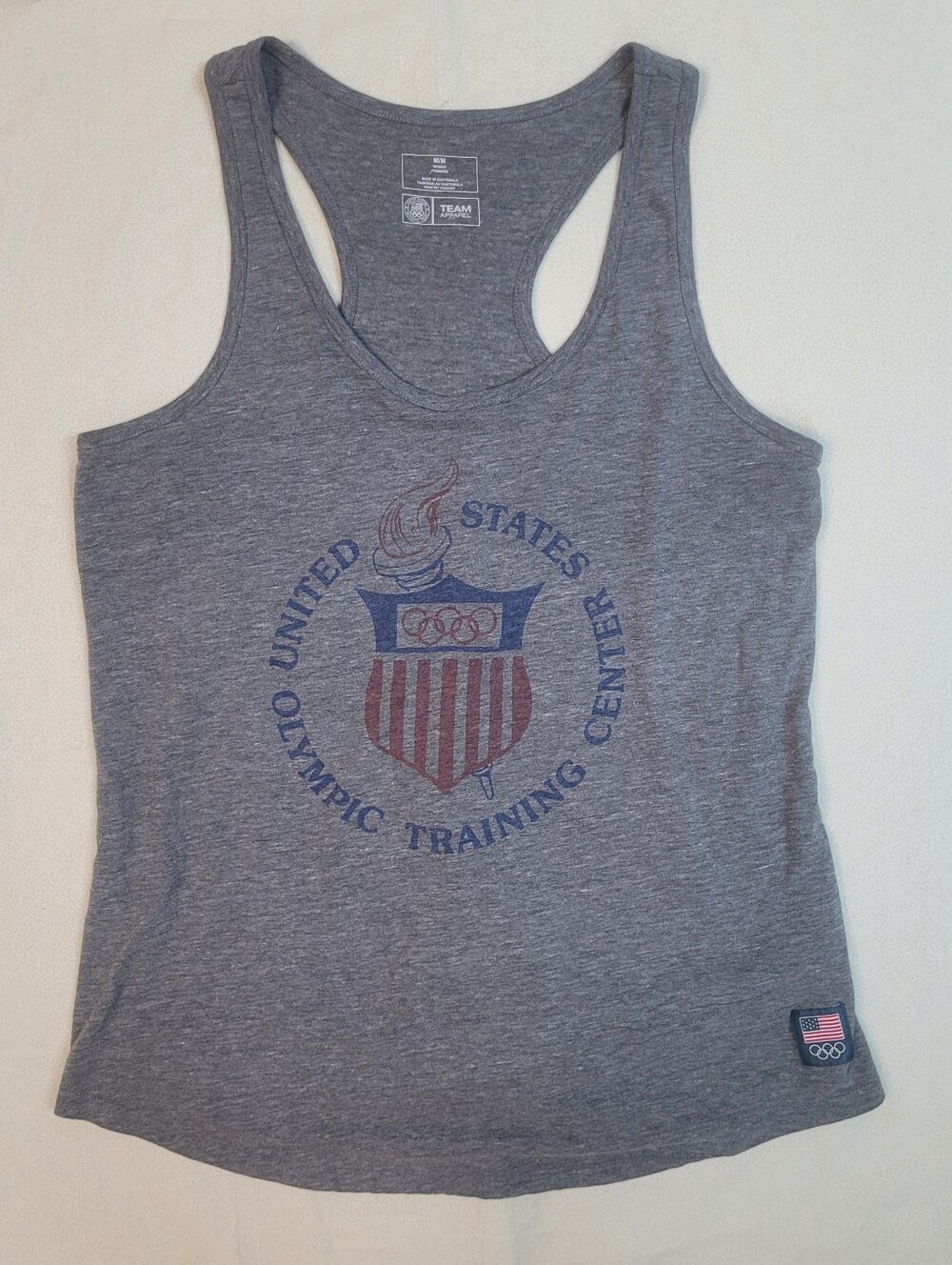 United States Olympic Training Center Gray Racerback Tank Top, Olympic Crest-Med